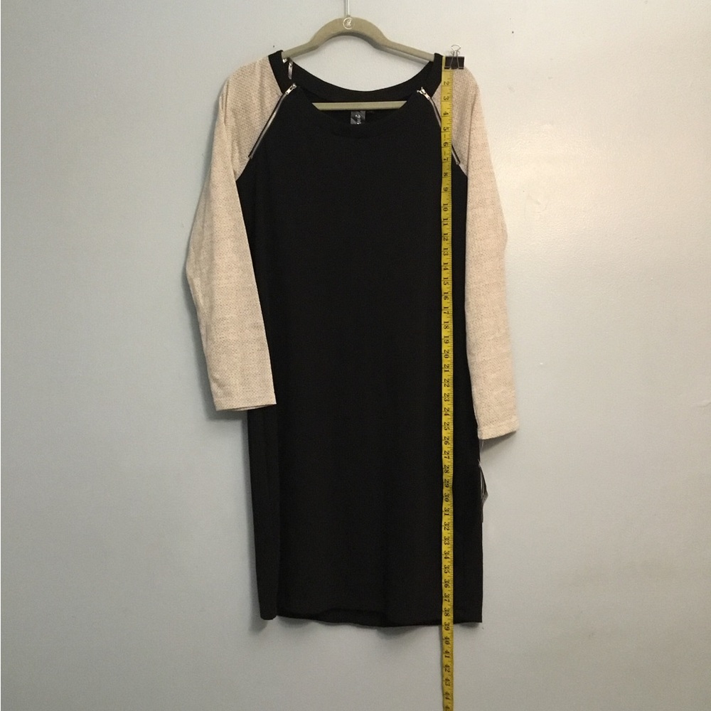 TRIXXI Chic Black and Cream Long Sleeve Dress